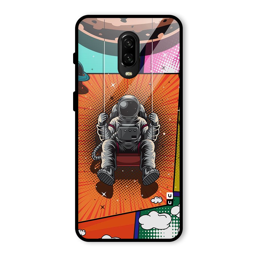 Cool Astraunaut Comic Swing Glass Back Case for OnePlus 6T