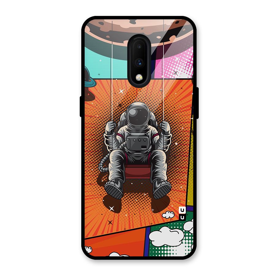 Cool Astraunaut Comic Swing Glass Back Case for OnePlus 7