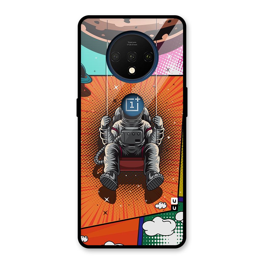 Cool Astraunaut Comic Swing Glass Back Case for OnePlus 7T