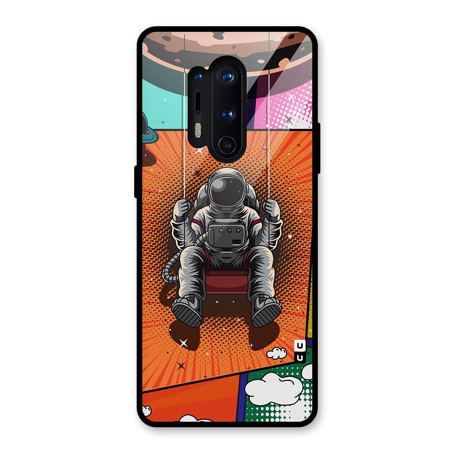 Cool Astraunaut Comic Swing Glass Back Case for OnePlus 8 Pro