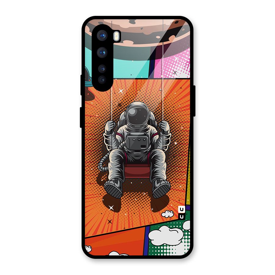 Cool Astraunaut Comic Swing Glass Back Case for OnePlus Nord