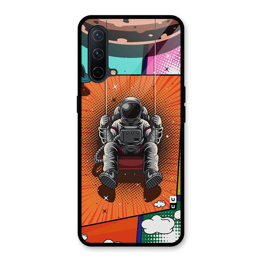 Cool Astraunaut Comic Swing Glass Back Case for OnePlus Nord CE 5G