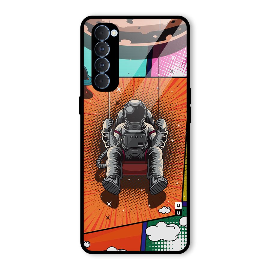 Cool Astraunaut Comic Swing Glass Back Case for Oppo Reno4 Pro