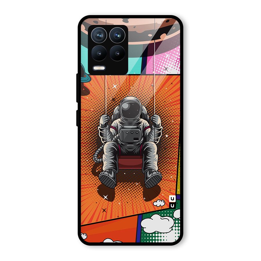 Cool Astraunaut Comic Swing Glass Back Case for Realme 8 Pro