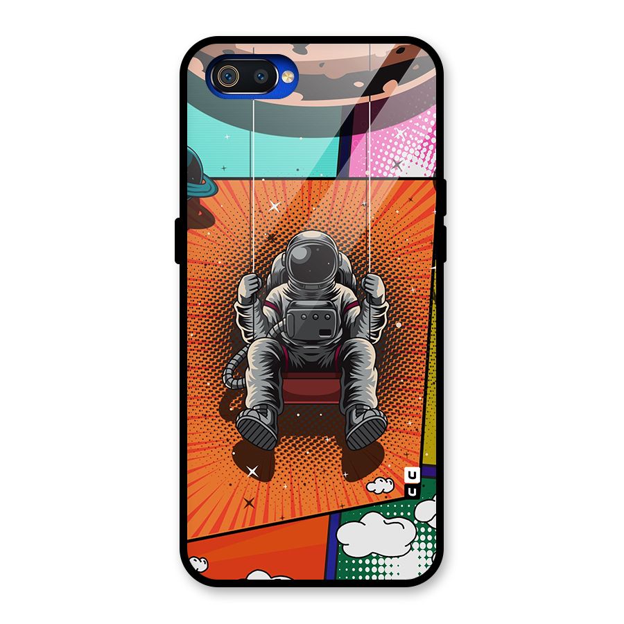 Cool Astraunaut Comic Swing Glass Back Case for Realme C2