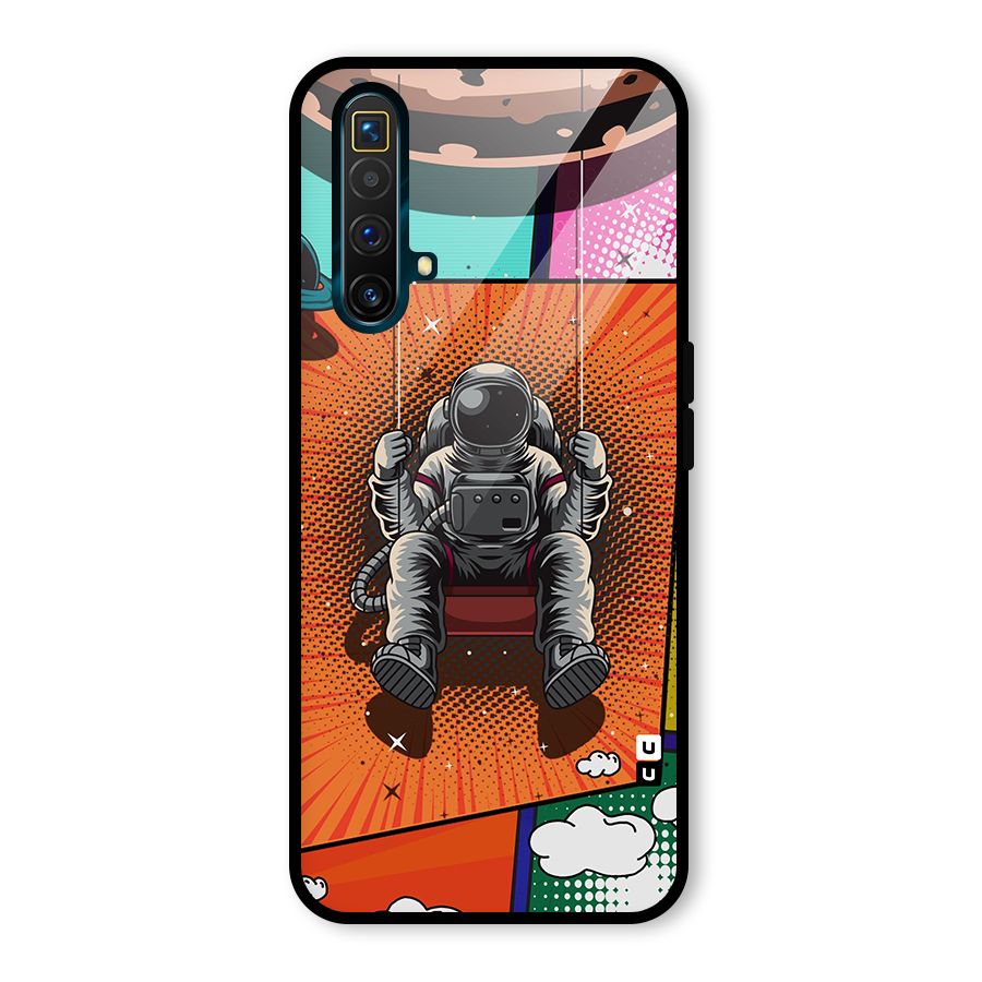 Cool Astraunaut Comic Swing Glass Back Case for Realme X3