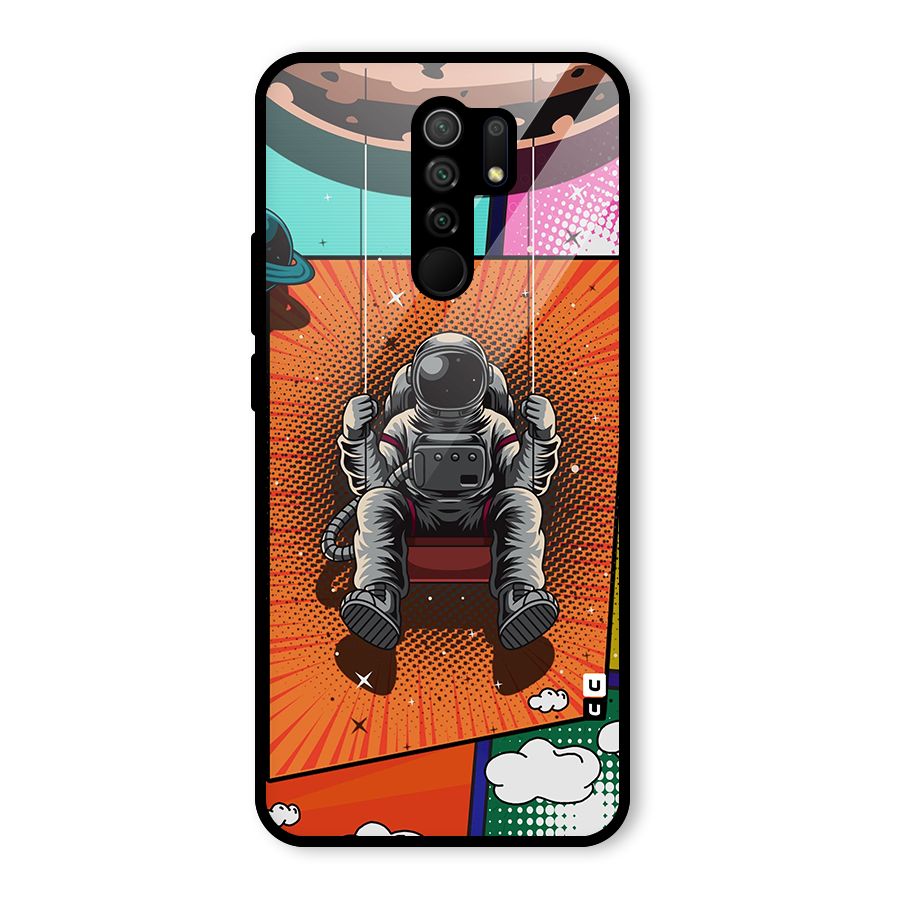 Cool Astraunaut Comic Swing Glass Back Case for Redmi 9 Prime