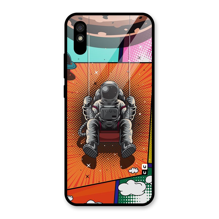 Cool Astraunaut Comic Swing Glass Back Case for Redmi 9i
