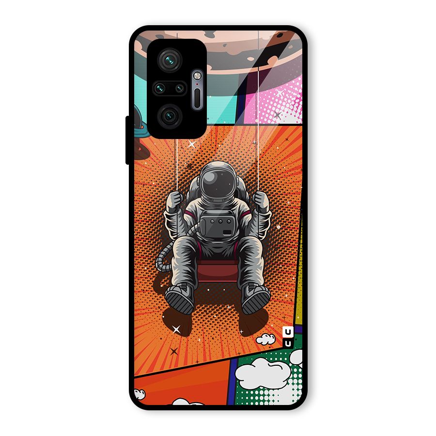 Cool Astraunaut Comic Swing Glass Back Case for Redmi Note 10 Pro Max