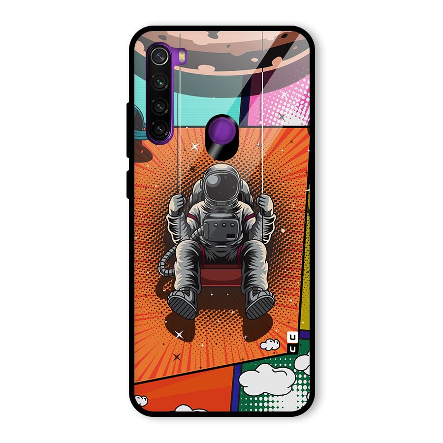 Cool Astraunaut Comic Swing Glass Back Case for Redmi Note 8