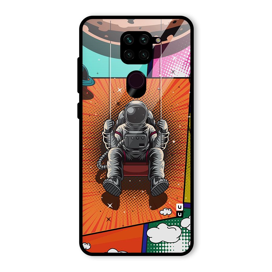 Cool Astraunaut Comic Swing Glass Back Case for Redmi Note 9