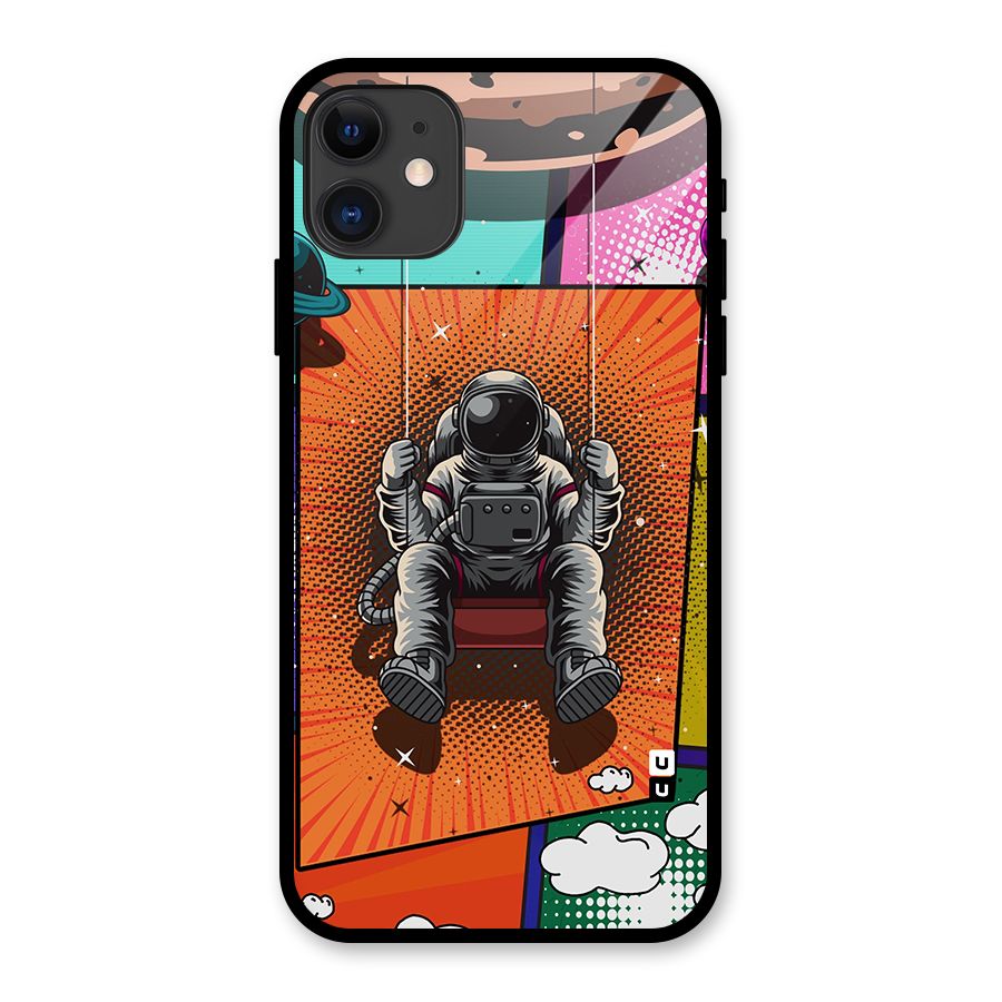 Cool Astraunaut Comic Swing Glass Back Case for iPhone 11