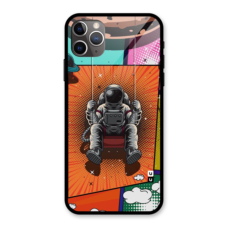 Cool Astraunaut Comic Swing Glass Back Case for iPhone 11 Pro Max