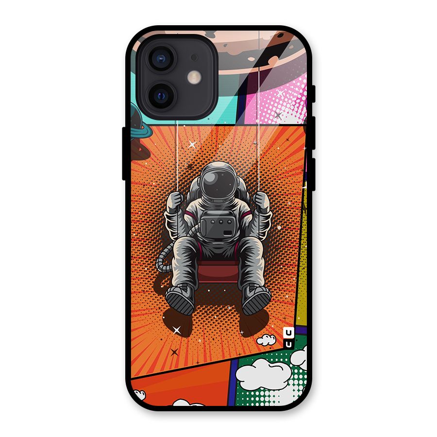 Cool Astraunaut Comic Swing Glass Back Case for iPhone 12