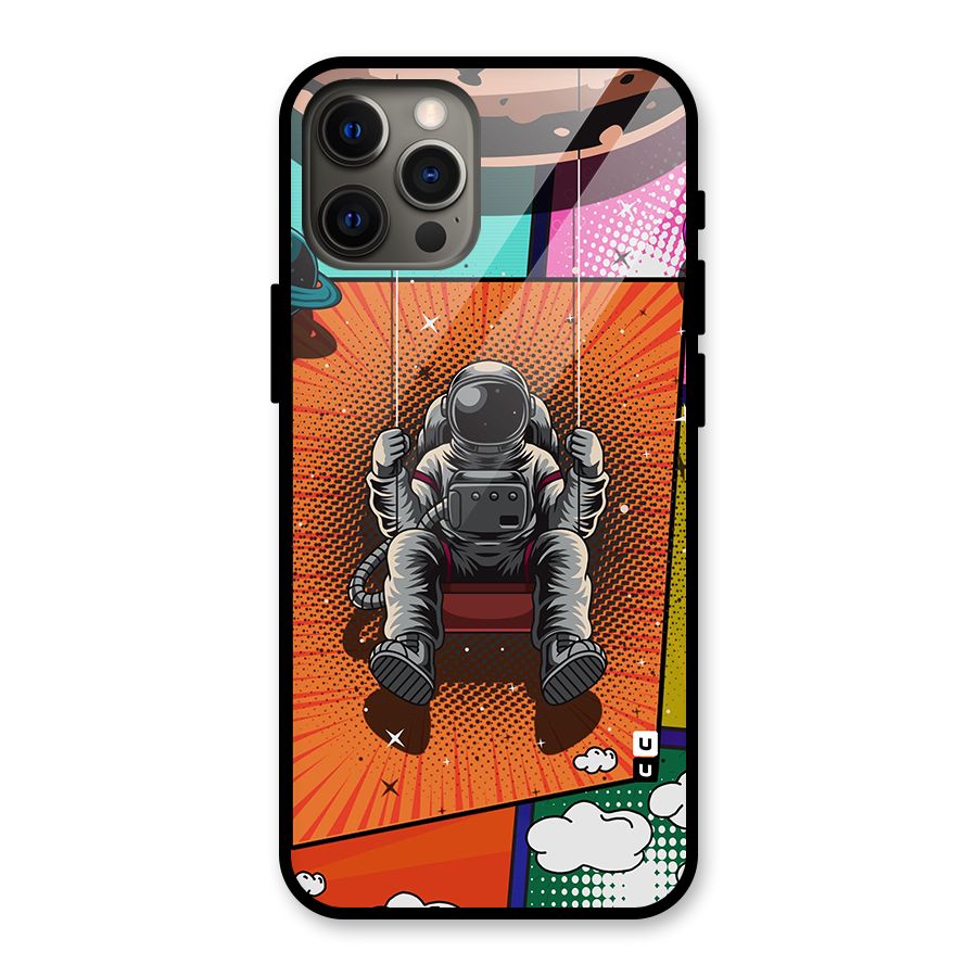 Cool Astraunaut Comic Swing Glass Back Case for iPhone 12 Pro Max