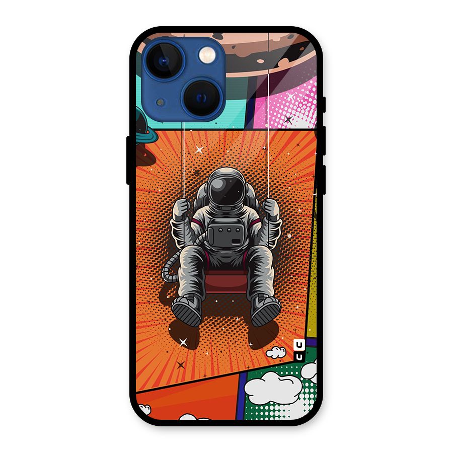 Cool Astraunaut Comic Swing Glass Back Case for iPhone 13 Mini