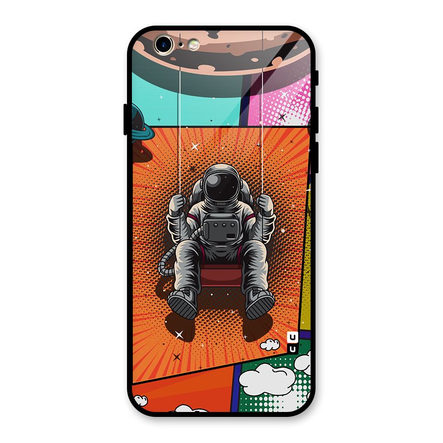 Cool Astraunaut Comic Swing Glass Back Case for iPhone 6 6S
