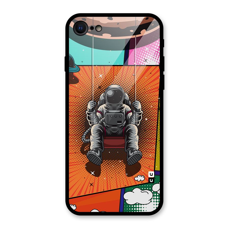 Cool Astraunaut Comic Swing Glass Back Case for iPhone 7