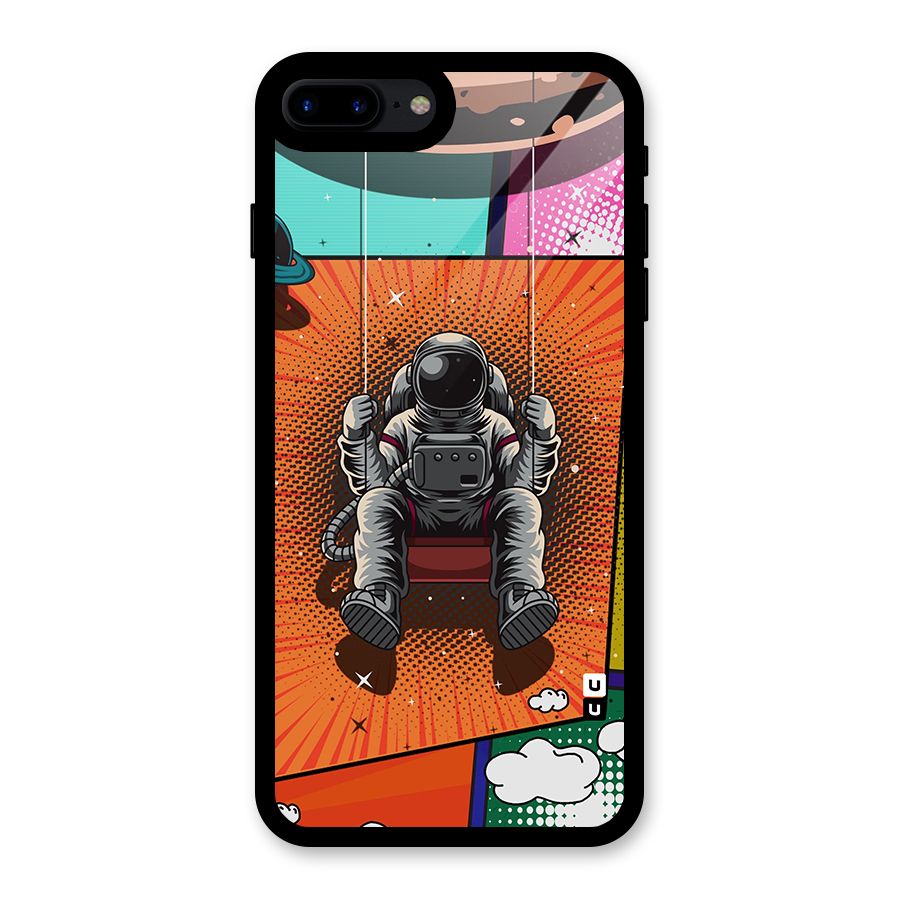Cool Astraunaut Comic Swing Glass Back Case for iPhone 8 Plus