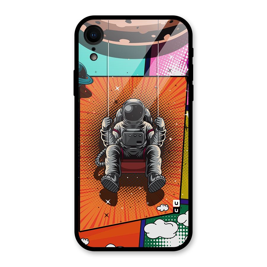 Cool Astraunaut Comic Swing Glass Back Case for iPhone XR