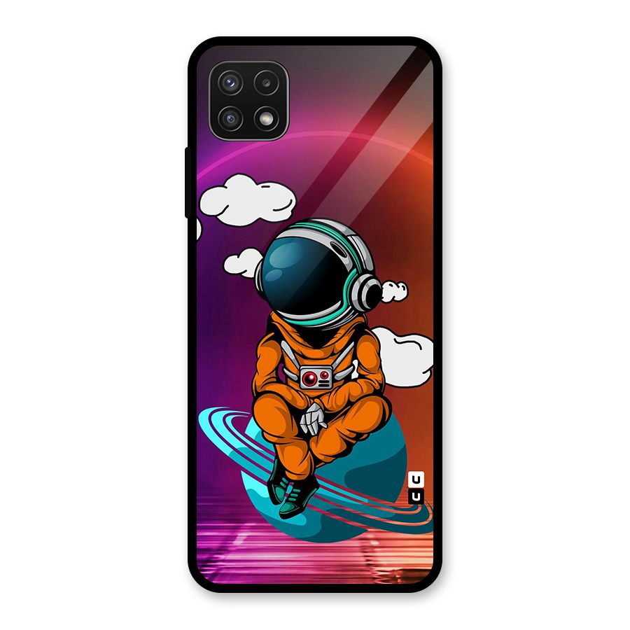 Cool Astraunaut Relaxing Glass Back Case for Galaxy A22 5G