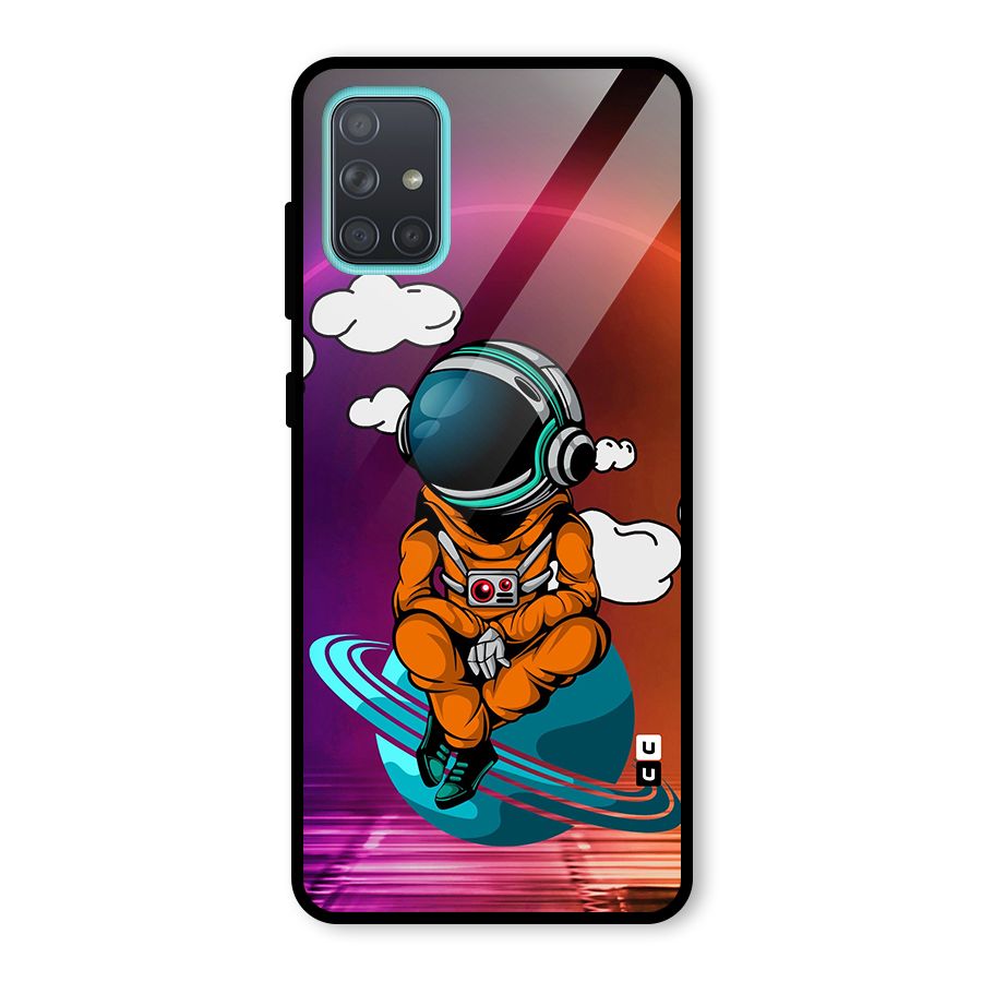 Cool Astraunaut Relaxing Glass Back Case for Galaxy A71