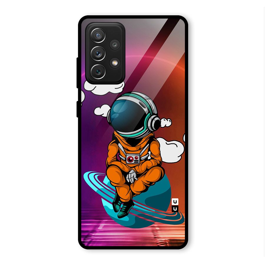 Cool Astraunaut Relaxing Glass Back Case for Galaxy A72
