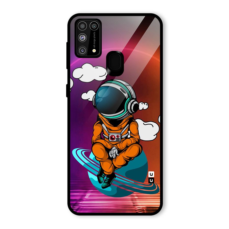 Cool Astraunaut Relaxing Glass Back Case for Galaxy F41