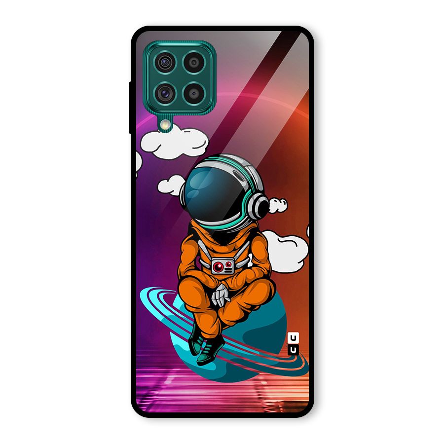 Cool Astraunaut Relaxing Glass Back Case for Galaxy F62