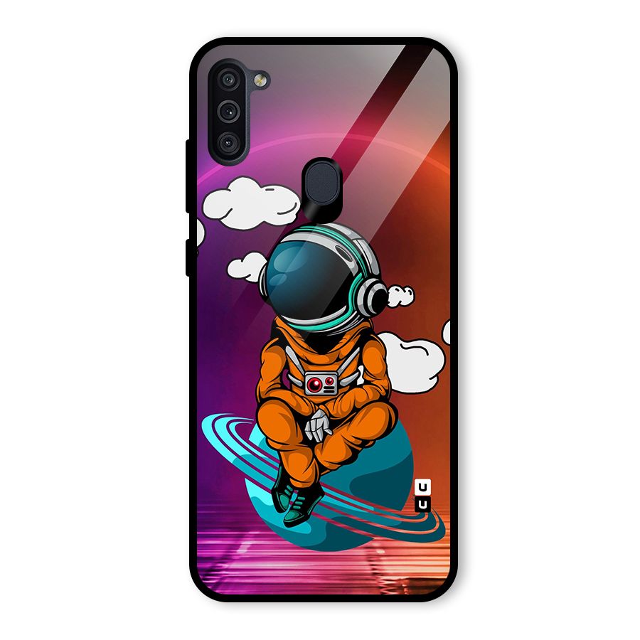 Cool Astraunaut Relaxing Glass Back Case for Galaxy M11