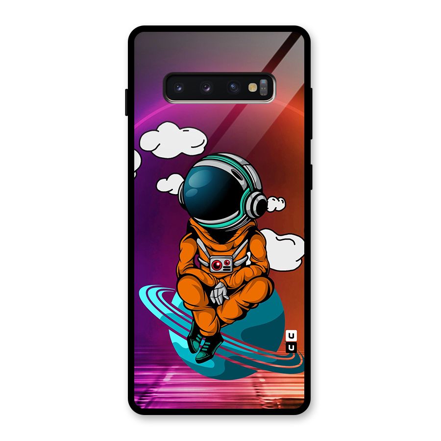 Cool Astraunaut Relaxing Glass Back Case for Galaxy S10 Plus