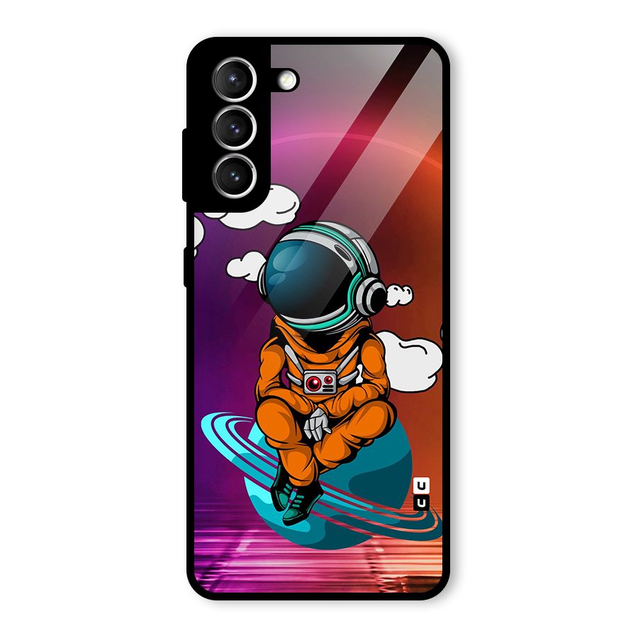 Cool Astraunaut Relaxing Glass Back Case for Galaxy S21 5G