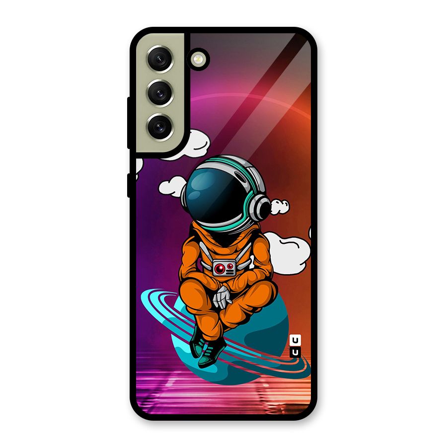 Cool Astraunaut Relaxing Glass Back Case for Galaxy S21 FE 5G