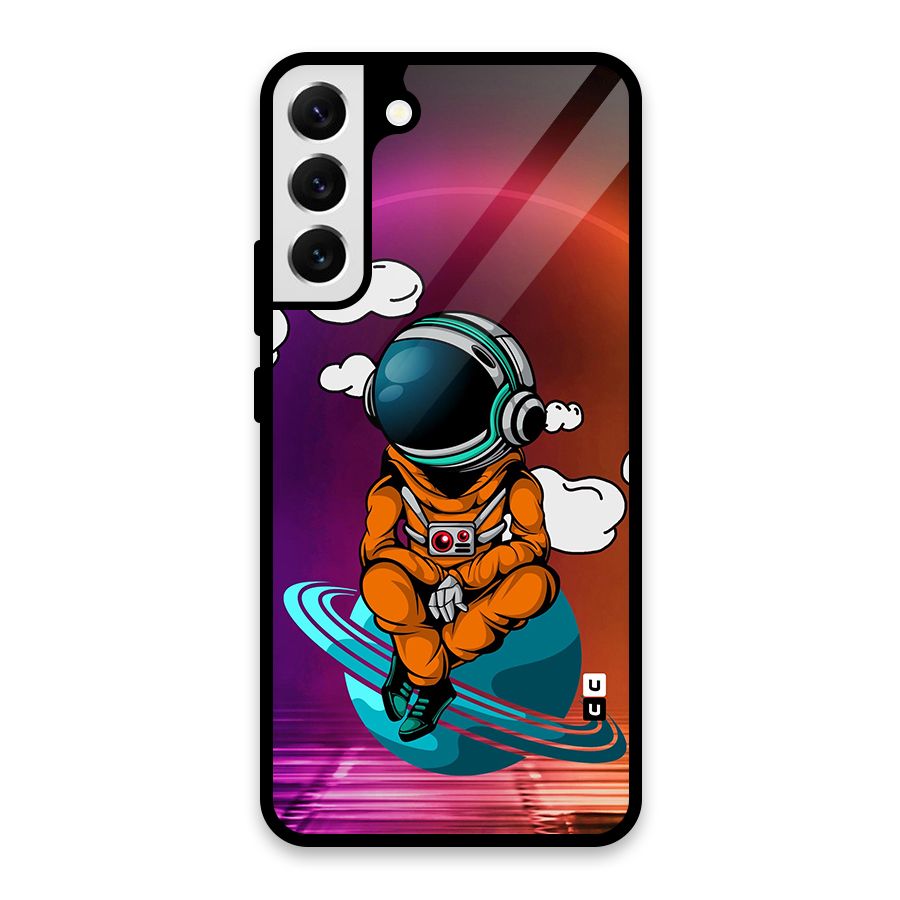 Cool Astraunaut Relaxing Glass Back Case for Galaxy S22 Plus 5G