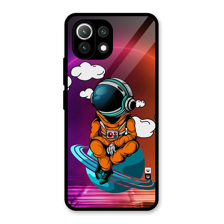 Cool Astraunaut Relaxing Glass Back Case for Mi 11 Lite