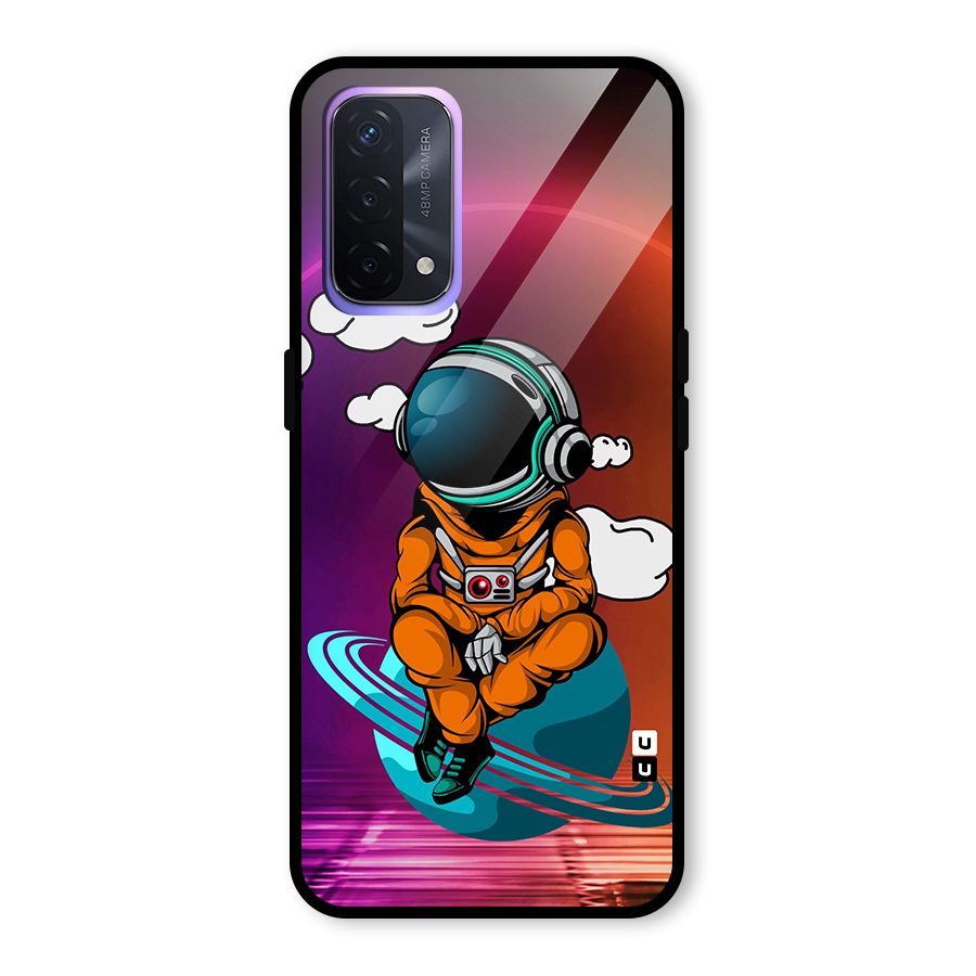 Cool Astraunaut Relaxing Glass Back Case for Oppo A74 5G