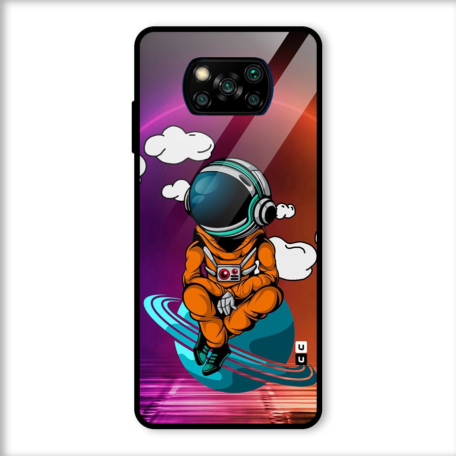 Cool Astraunaut Relaxing Glass Back Case for Poco X3