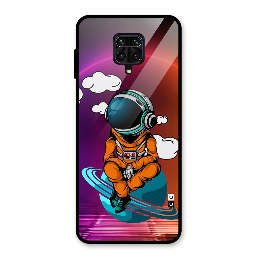 Cool Astraunaut Relaxing Glass Back Case for Redmi Note 9 Pro