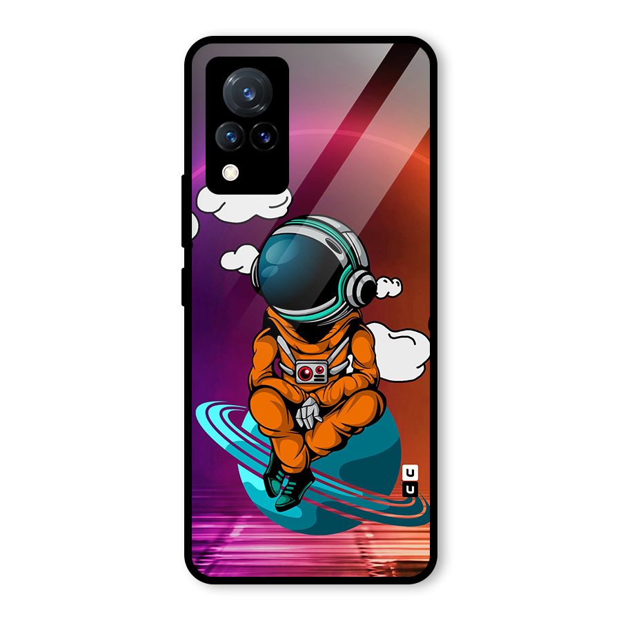 Cool Astraunaut Relaxing Glass Back Case for Vivo V21 5G