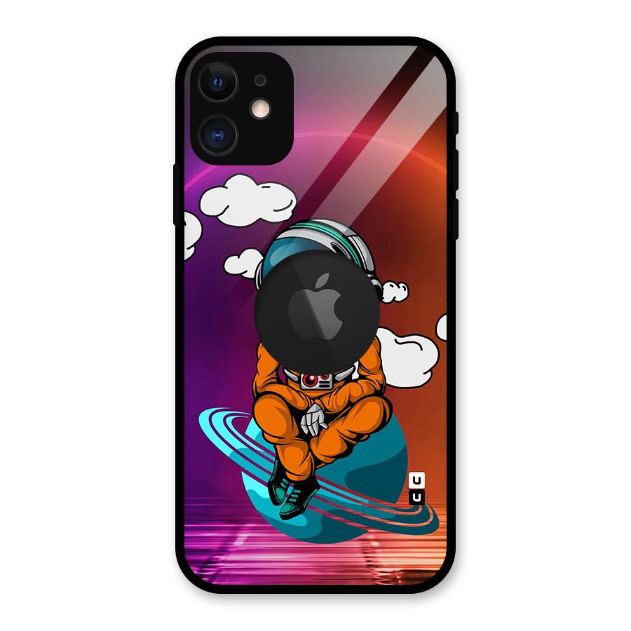 Cool Astraunaut Relaxing Glass Back Case for iPhone 11 Logo Cut