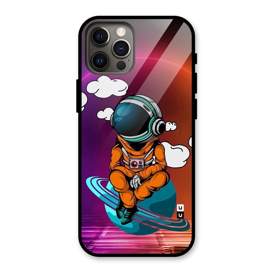 Cool Astraunaut Relaxing Glass Back Case for iPhone 12 Pro