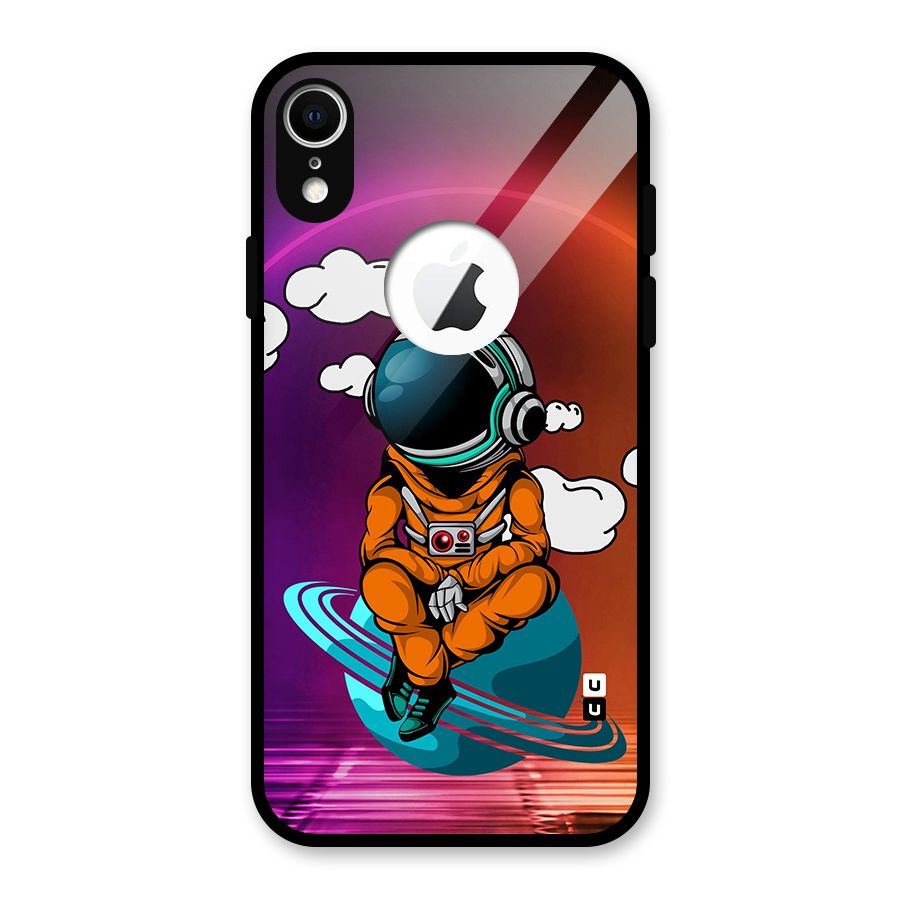 Cool Astraunaut Relaxing Glass Back Case for iPhone XR Logo Cut