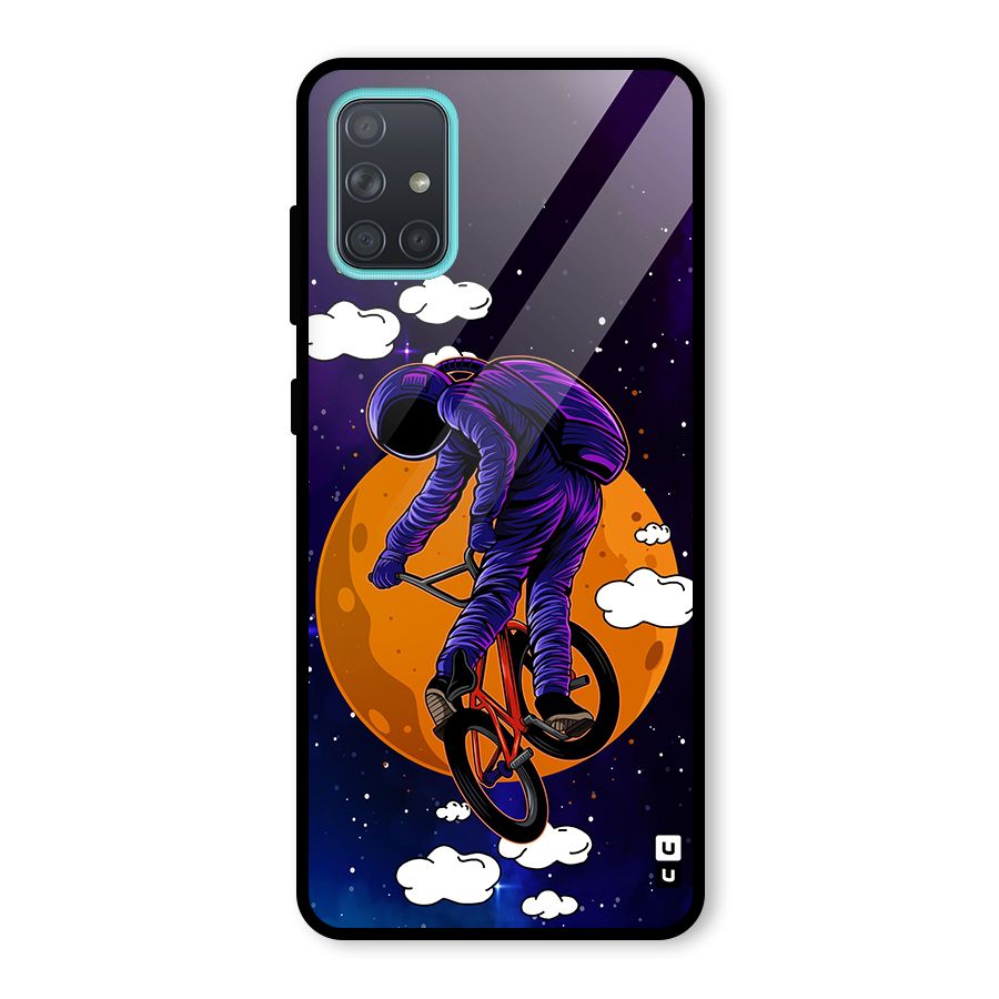Cool Astro Cyclist Glass Back Case for Galaxy A71