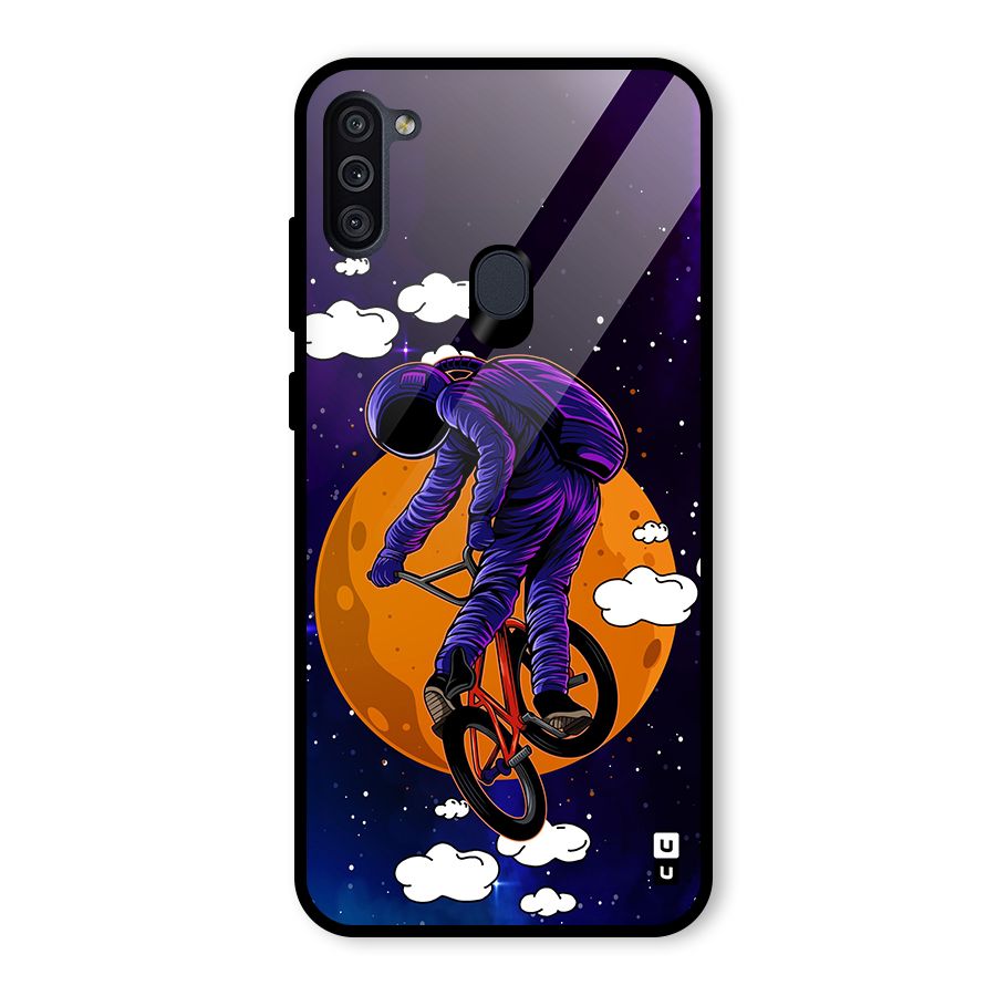 Cool Astro Cyclist Glass Back Case for Galaxy M11