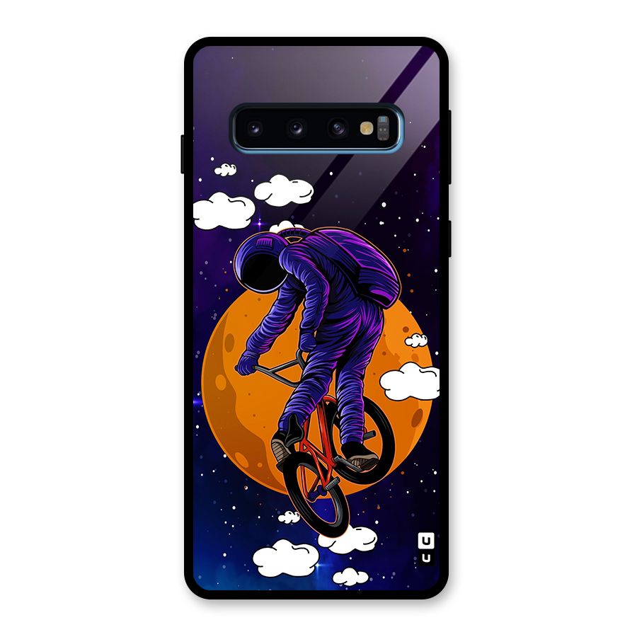 Cool Astro Cyclist Glass Back Case for Galaxy S10