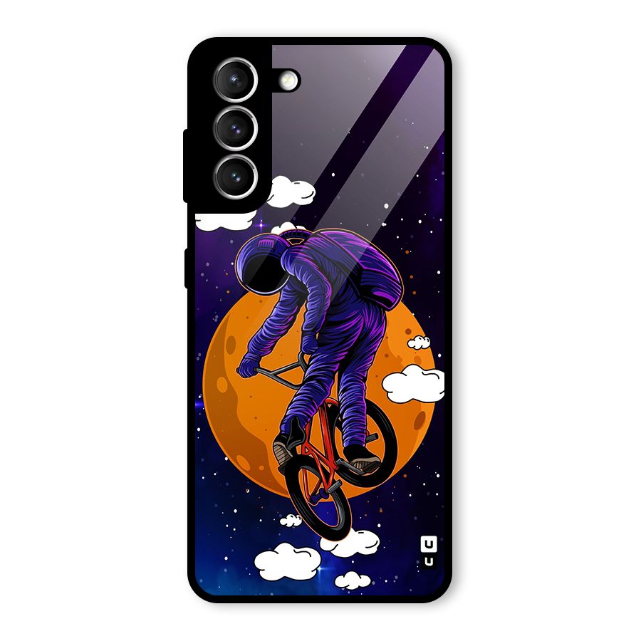 Cool Astro Cyclist Glass Back Case for Galaxy S21 5G