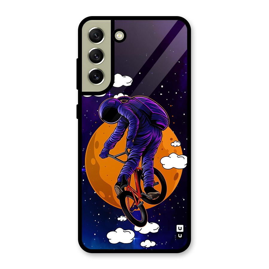 Cool Astro Cyclist Glass Back Case for Galaxy S21 FE 5G