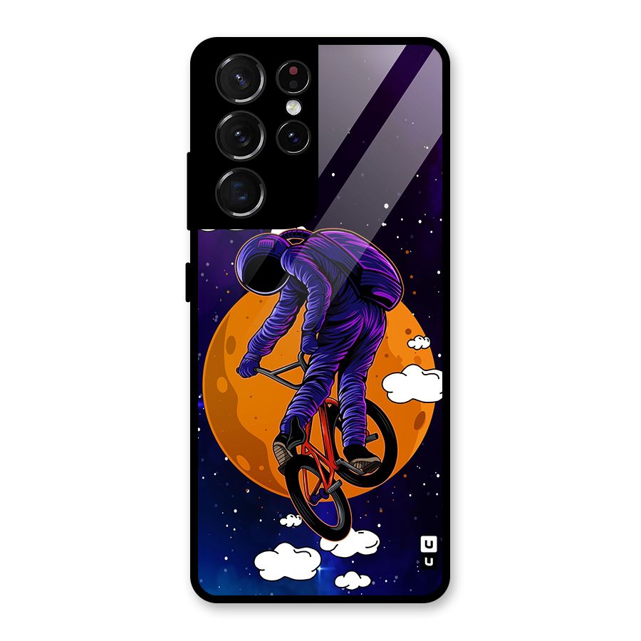Cool Astro Cyclist Glass Back Case for Galaxy S21 Ultra 5G