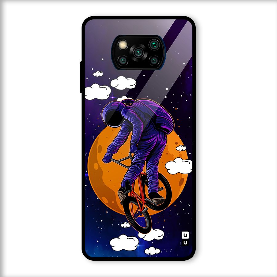 Cool Astro Cyclist Glass Back Case for Poco X3