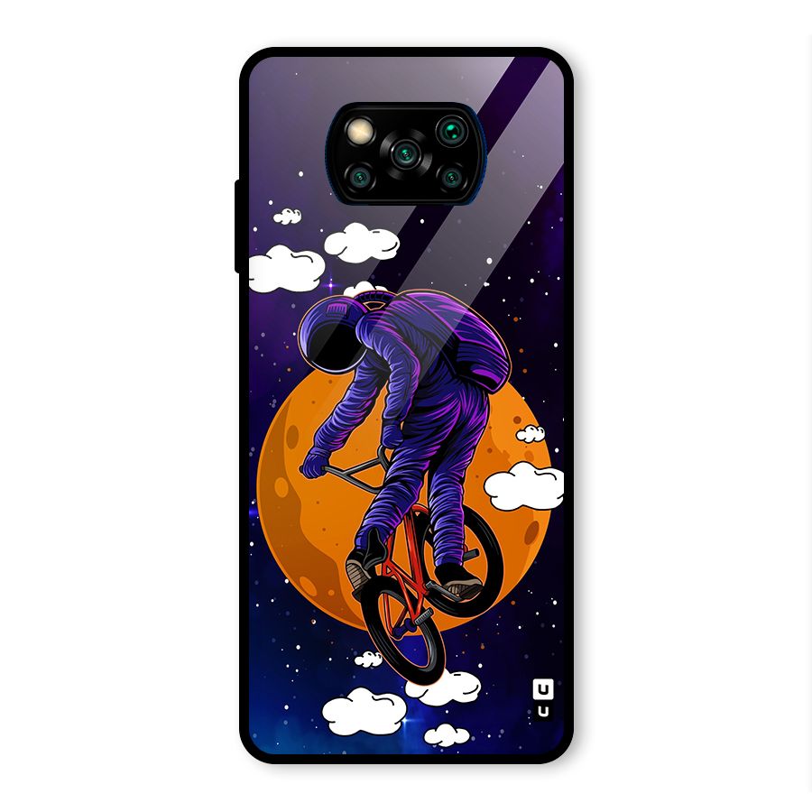 Cool Astro Cyclist Glass Back Case for Poco X3 Pro
